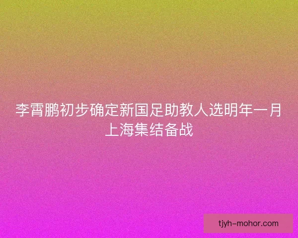 李霄鹏初步确定新国足助教人选明年一月上海集结备战